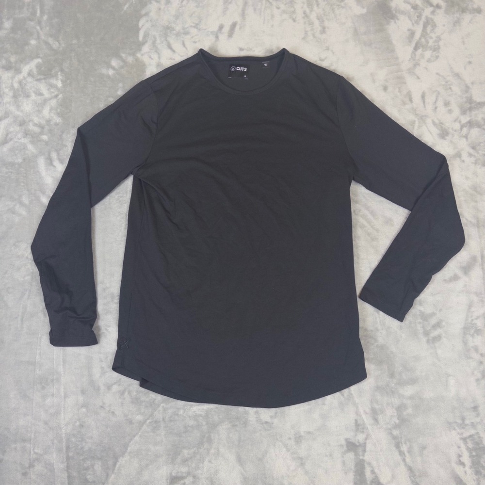 Cuts Clothing Long Sleeve Shirt Mens Medium Black Curved Hem PYCA Pro Tee